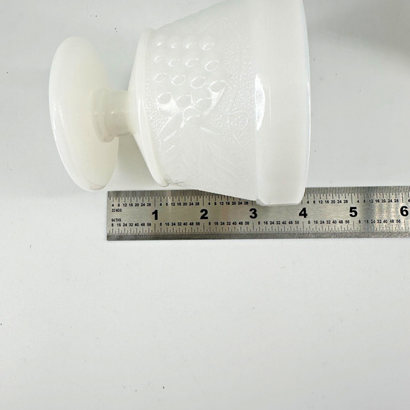 2 VINTAGE--Indiana Glass Milk Glass, footed dessert cup, Harvest Grape - Picture 3 of 7
